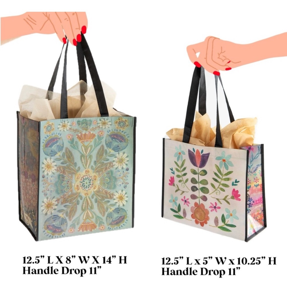 Folk Flowers Bags, Set of 2 (L/XL)